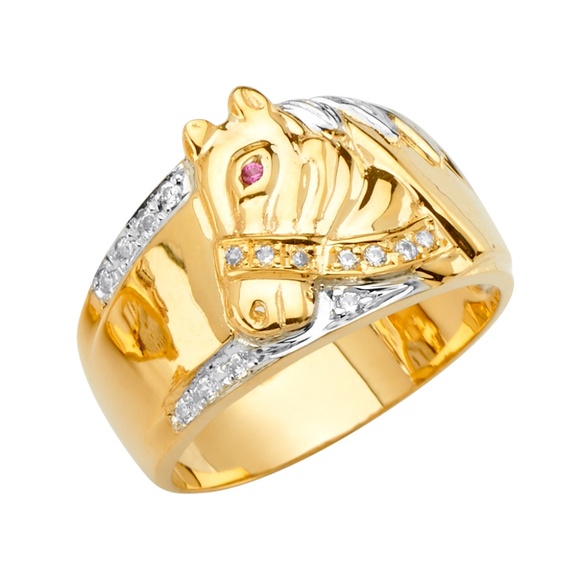 14K Yellow Gold CZ Men's Ring